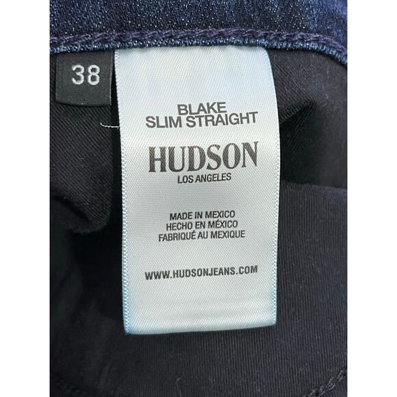 Hudson Jeans 38x35 Blake Slim Straight High Rise Dark Wash Preppy Academia - Picture 10 of 11